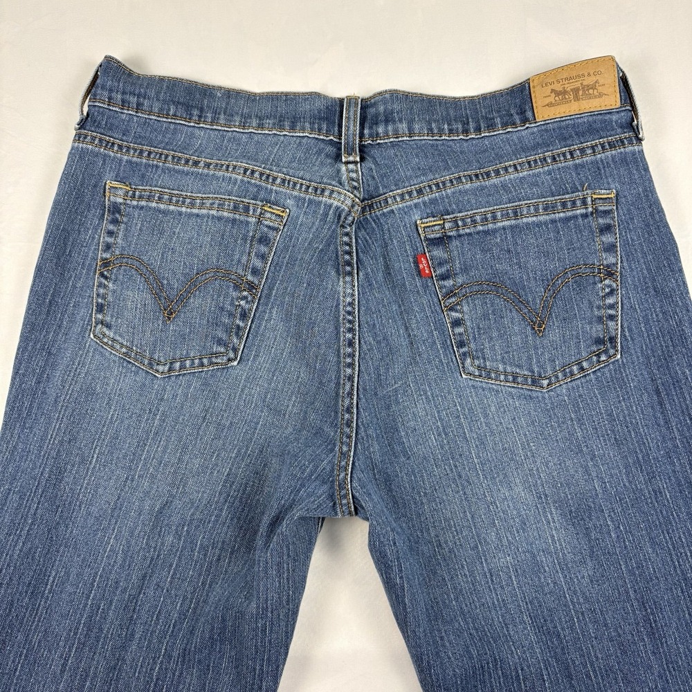 Levi's 505 Straight Leg Jeans Womens 12 Medium 34x29.5 Medium Wash Stretch - Picture 5 of 9